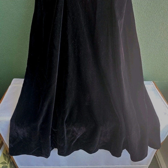 1980's Vintage Black Velvet Evening Dress Rare Sz 11 - Picture 3 of 9